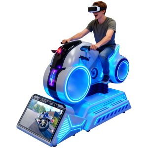 VR Motorcycle Motion Simulator Arcade Machine - Full Motion Racing Experience with 200+ VR Games & Remote Content Updates | Large Commercial VR Ride