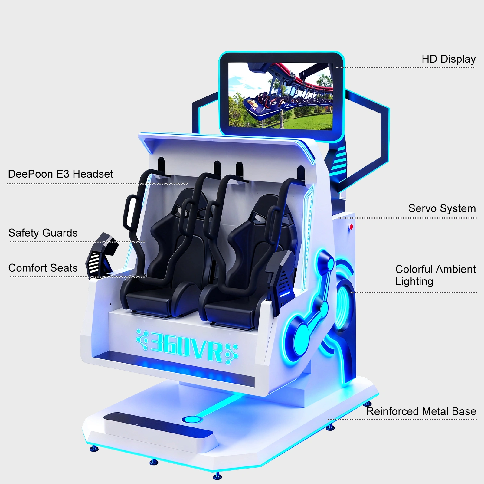 Dual 360° VR Motion Flight Simulator - Large Commercial Roller Coaster & Flying Experience for Malls, Theme Parks, and Entertainment Centers | 200+ VR Games with Remote Updates - Image 4