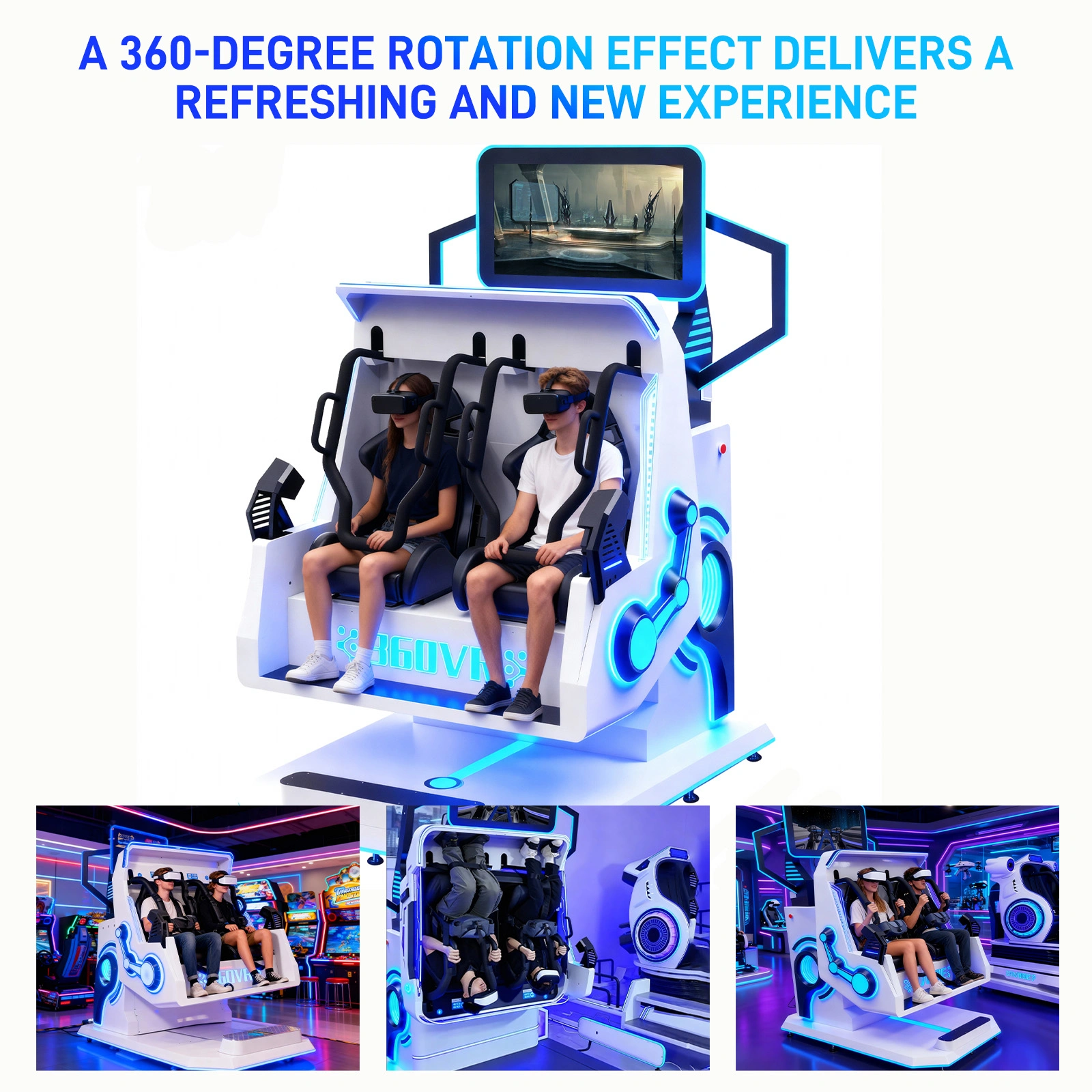 Dual 360° VR Motion Flight Simulator - Large Commercial Roller Coaster & Flying Experience for Malls, Theme Parks, and Entertainment Centers | 200+ VR Games with Remote Updates - Image 3